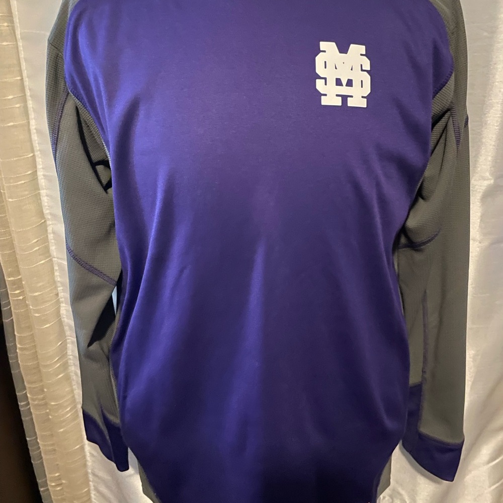 Rawlings Men’s Purple and Gray Long Sleeve Sports Jersey Sh w/MS Logo Size L
